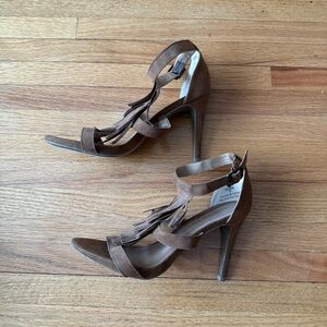 Brown Suede High Heel Sandals